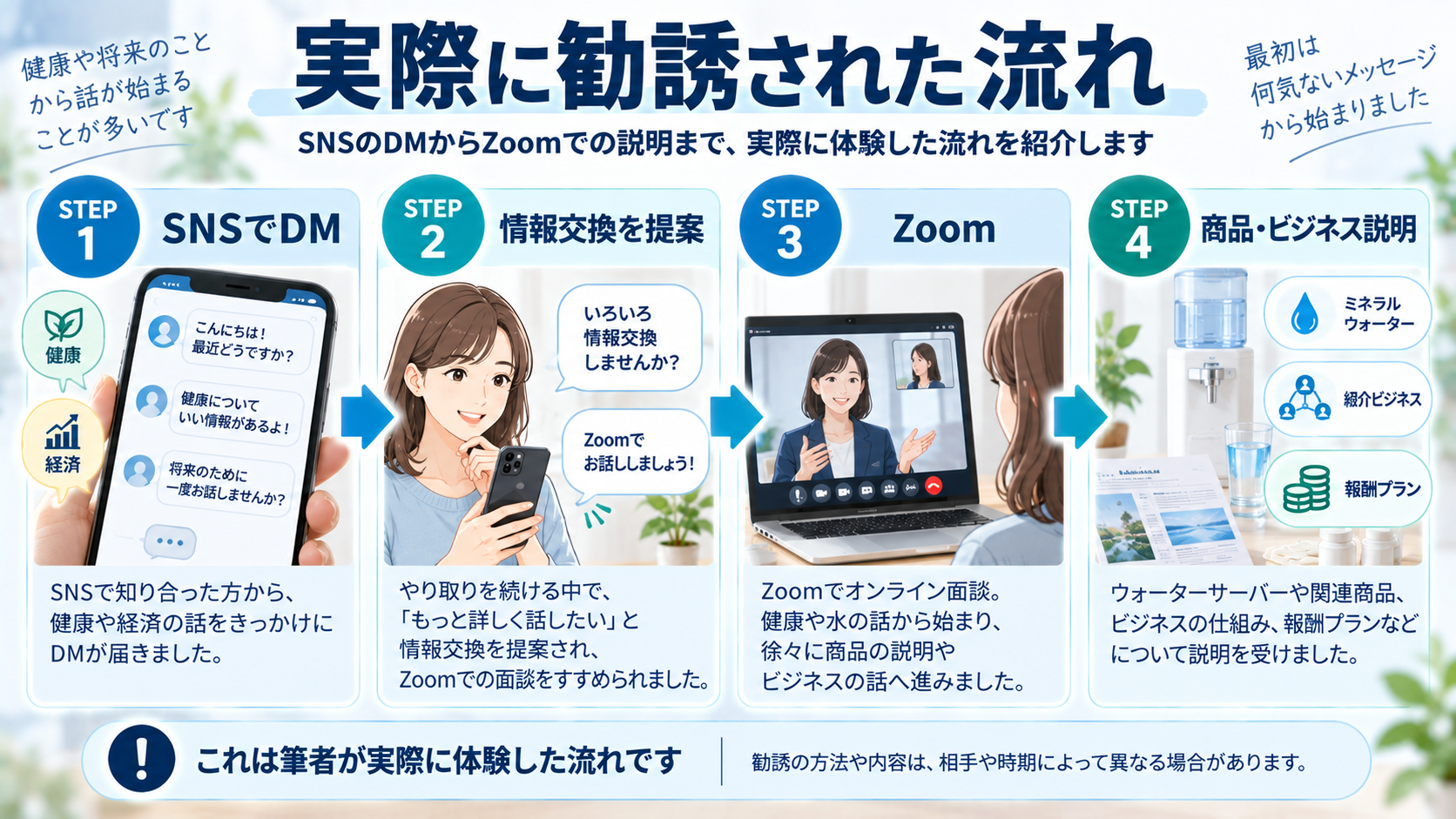 ポタポタクラブのSNS勧誘からZoom説明までの流れ