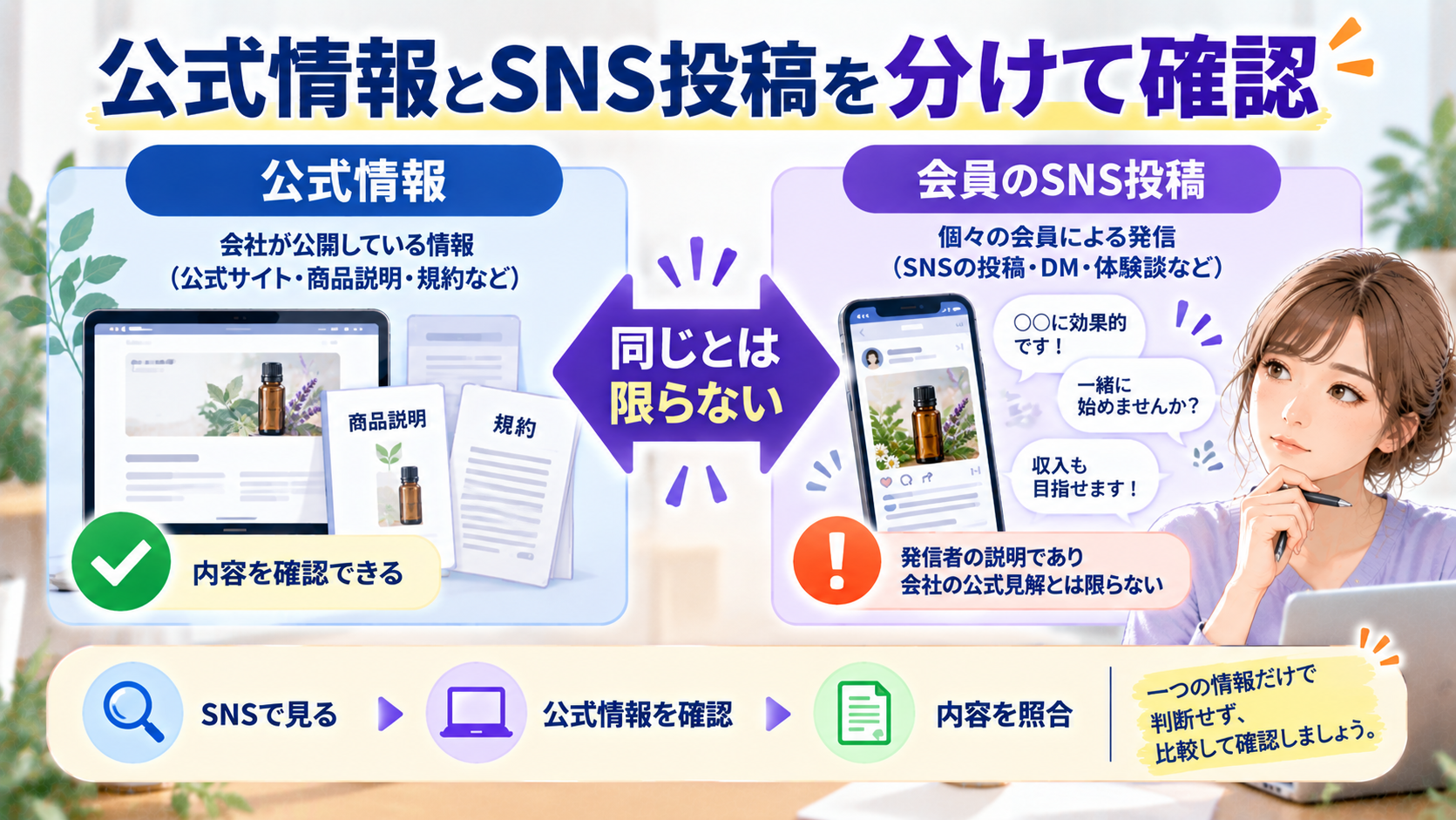 ドテラの公式情報と会員によるSNS投稿を分けて確認する