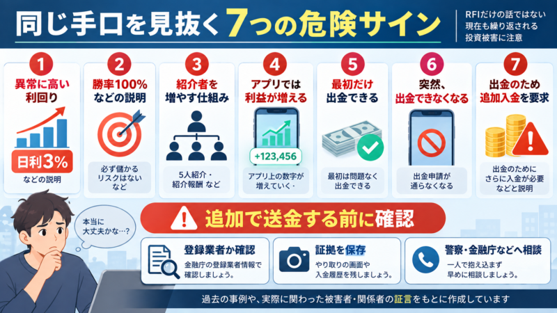 RFIの経験から学ぶ投資被害の7つの危険サイン