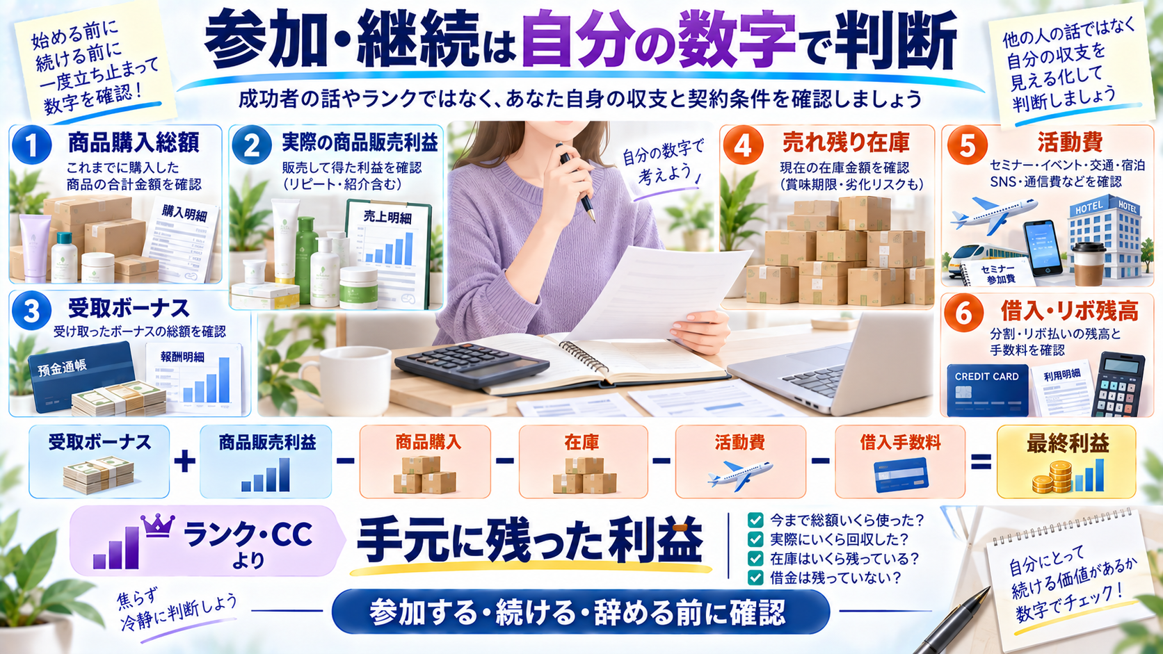 フォーエバーへの参加・継続を自分の収支で判断する図解