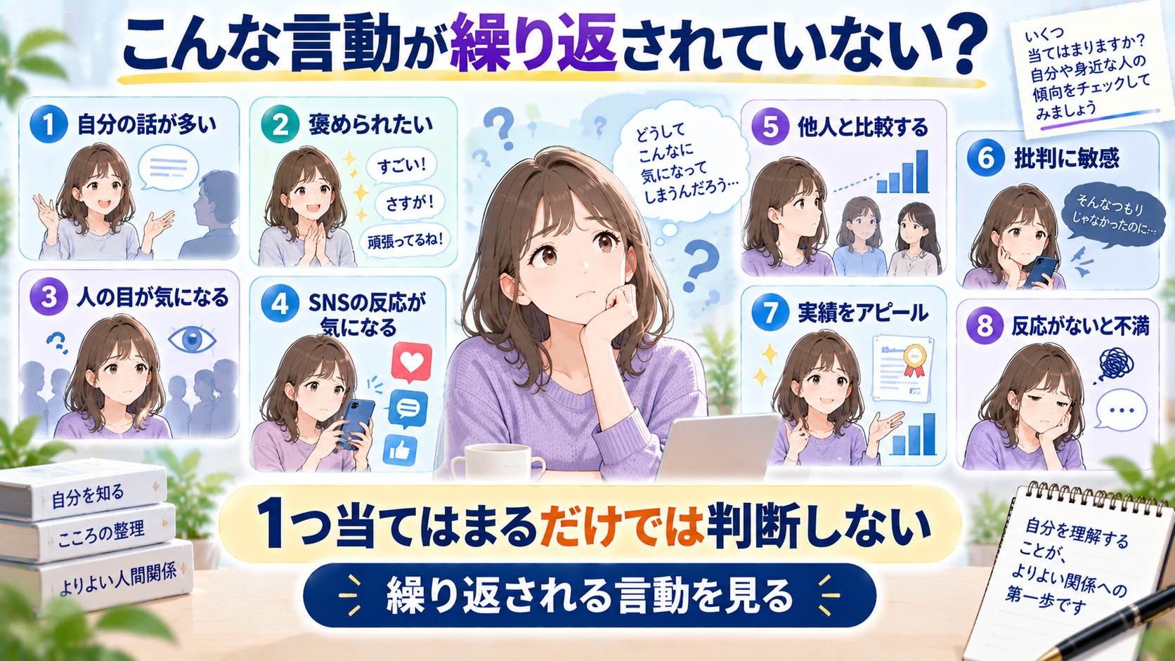 承認欲求が強い人に繰り返し見られやすい特徴を整理した図解