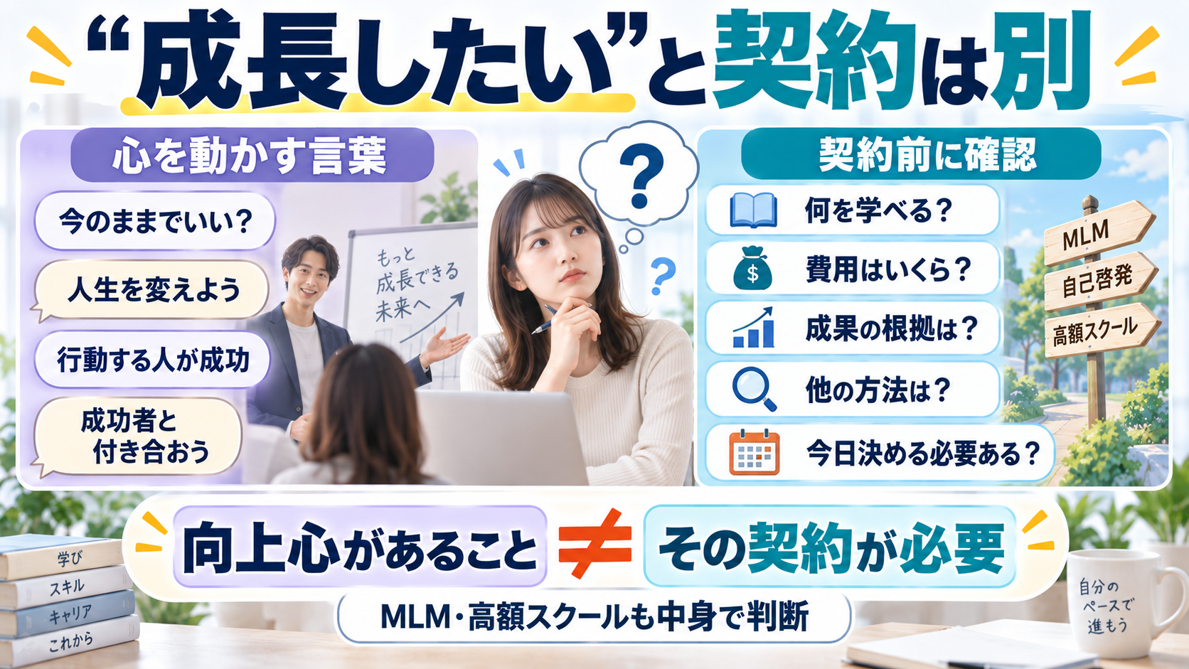 成長したい気持ちと契約の判断を分けて考える