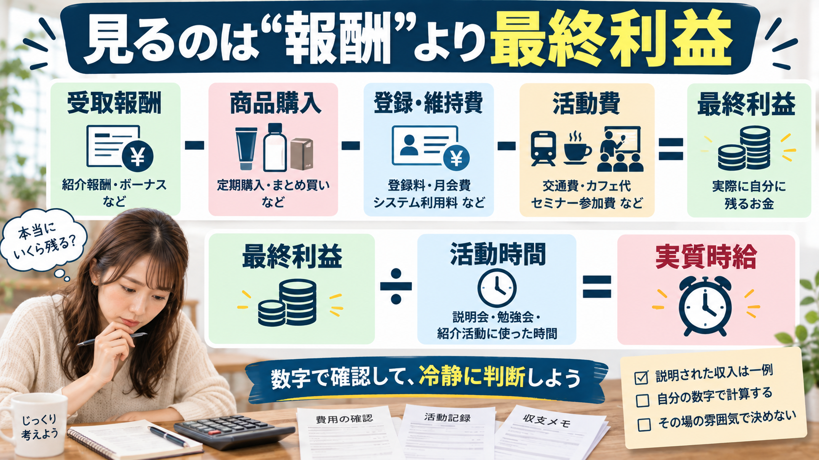 「稼げるか」より先に参加後のお金を計算する