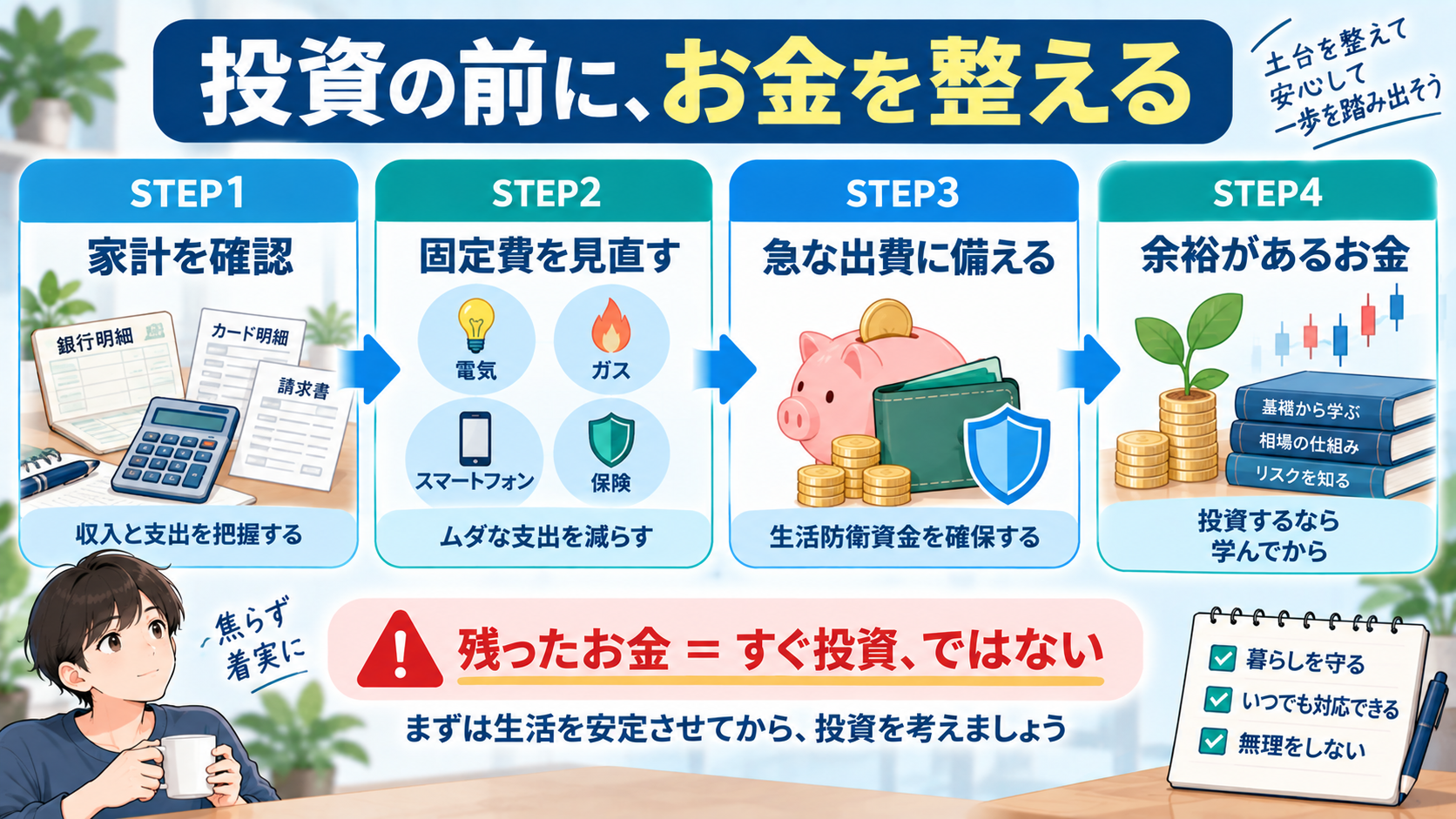 投資の前にお金を整える4ステップ