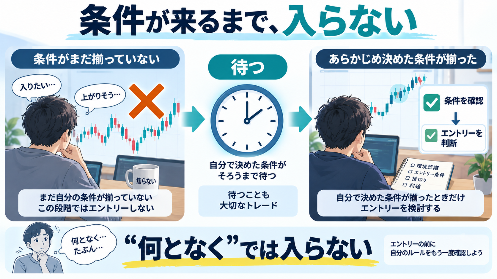 条件が来るまで入らないというFXの考え方