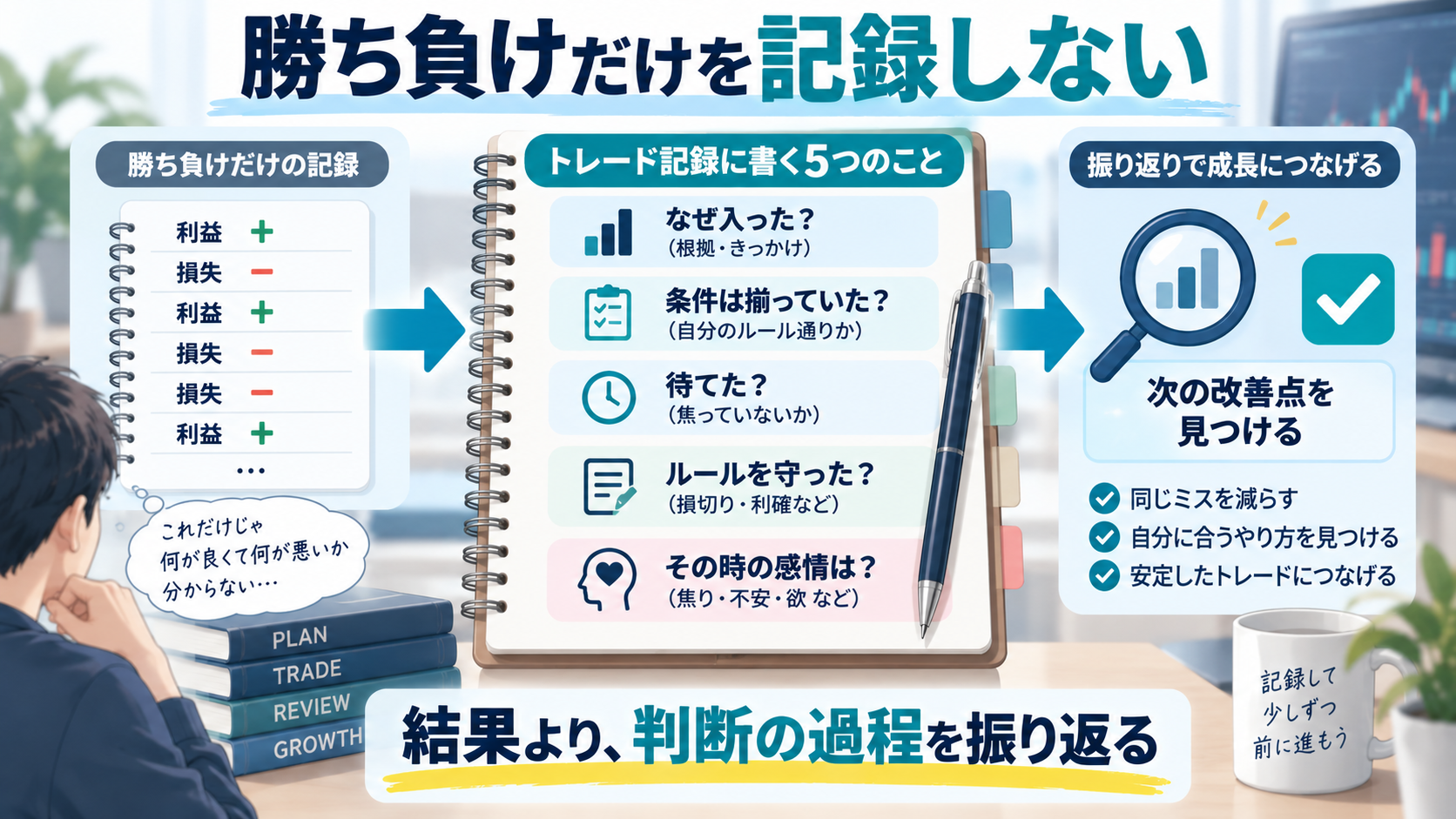 勝ち負けだけではなく判断の過程を記録する