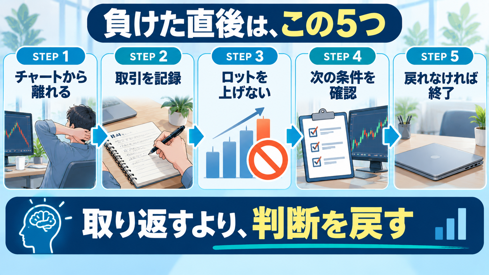 FXで負けた直後に行う5つの対処法